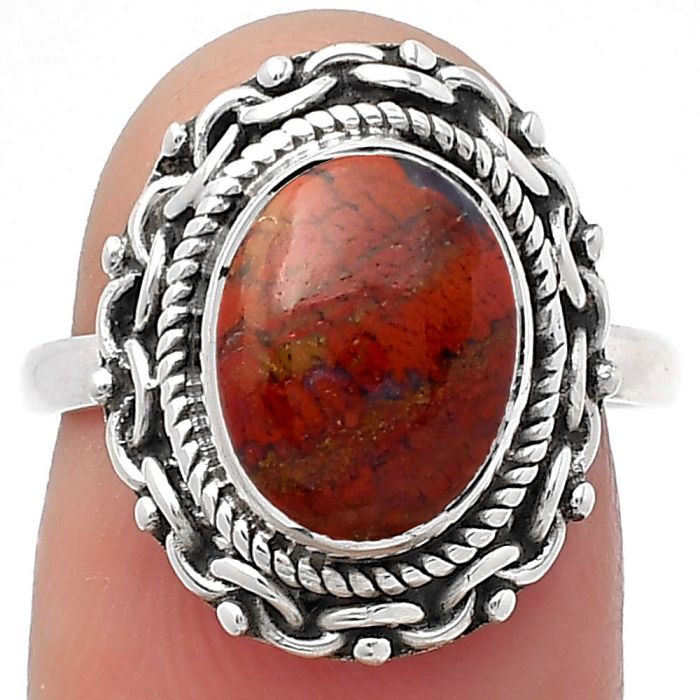 Natural Red Moss Agate Ring size-7 SDR158160 R-1667, 9x11 mm