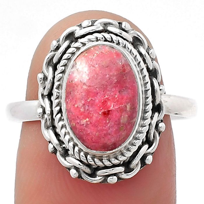 Natural Pink Thulite - Norway Ring size-9 SDR158166 R-1667, 7x11 mm