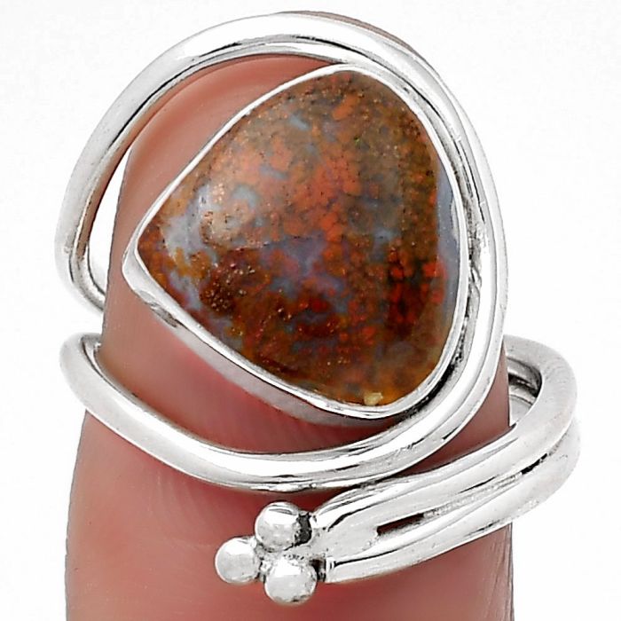 Natural Red Moss Agate Ring size-6.5 SDR158512 R-1276, 12x12 mm