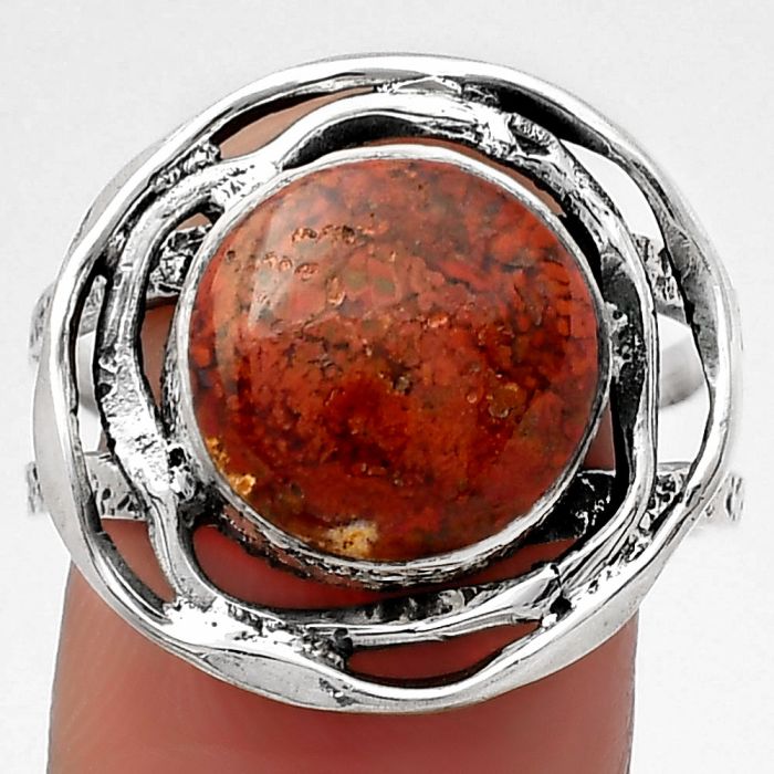 Natural Red Moss Agate Ring size-9 SDR158650 R-1602, 12x12 mm
