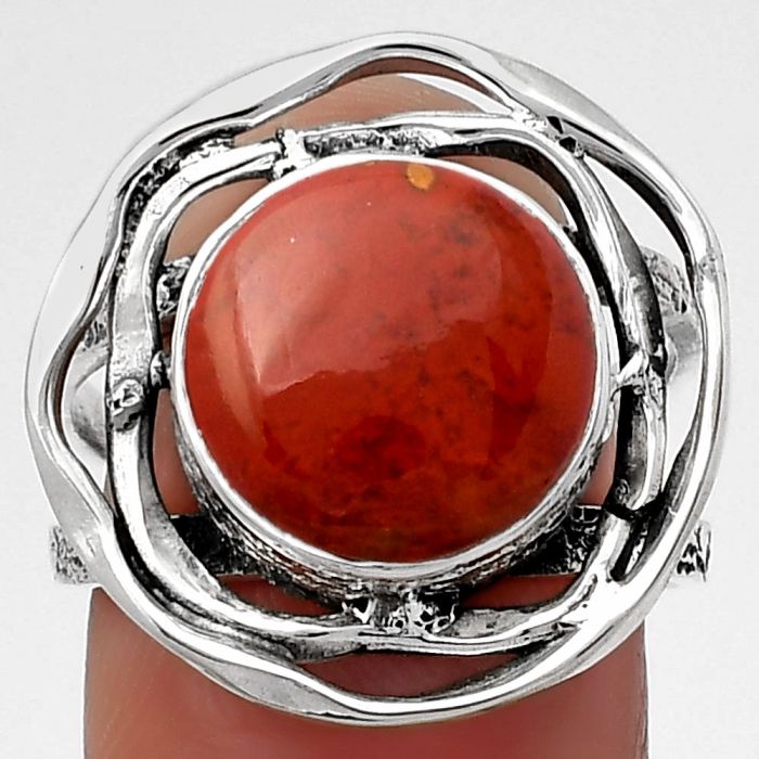 Natural Red Moss Agate Ring size-8 SDR158660 R-1602, 12x12 mm