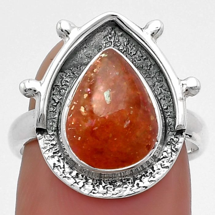 Natural Sunstone - Namibia Ring size-7 SDR158761 R-1513, 9x11 mm