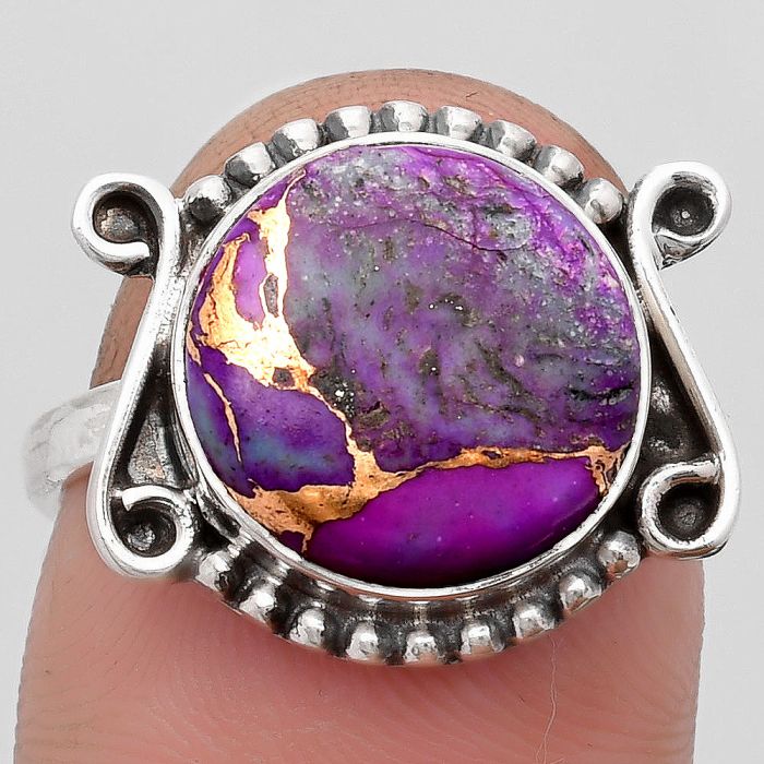 Copper Purple Turquoise - Arizona Ring size-7.5 SDR158901 R-1120, 12x12 mm