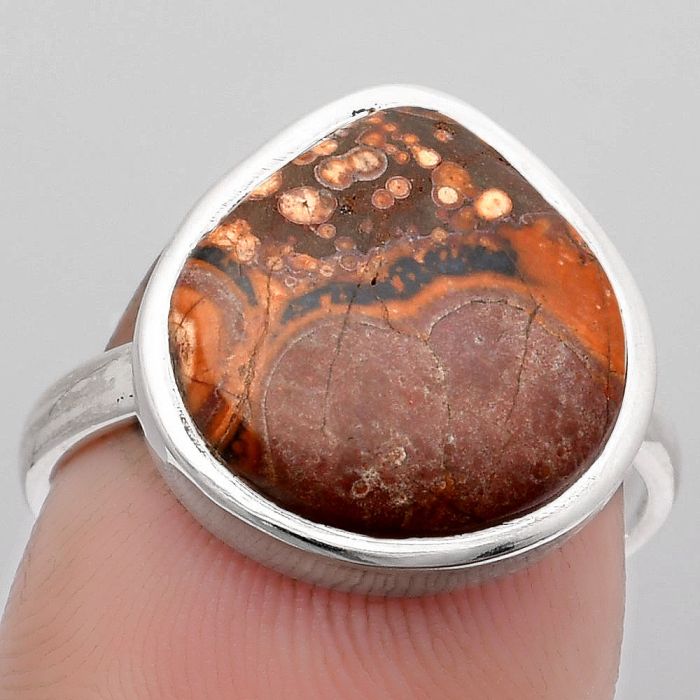 Natural Mexican Bird Eye Ring size-8.5 SDR159035 R-1004, 14x14 mm