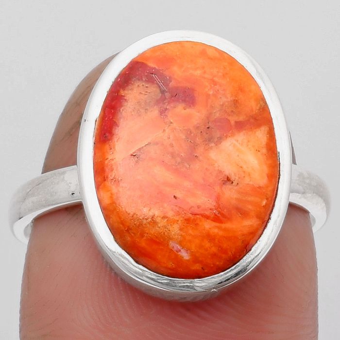 Natural Red Sponge Coral Ring size-8.5 SDR159070 R-1004, 11x15 mm