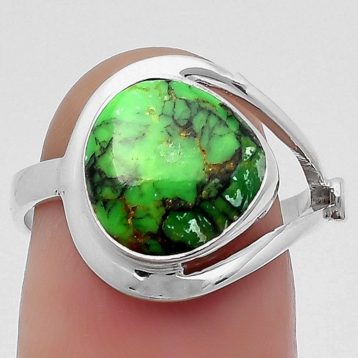 Natural Green Matrix Turquoise Ring size-7 SDR159138 R-1081, 11x11 mm