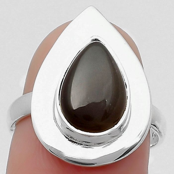 Natural Gray Moonstone Ring size-7 SDR159161 R-1082, 8x12 mm