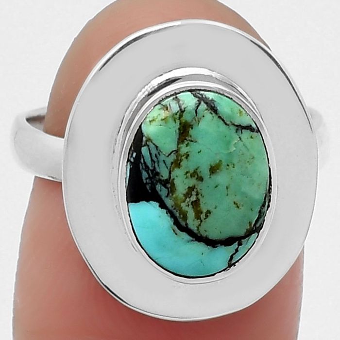 Natural Lucky Charm Tibetan Turquoise Ring size-7 SDR159165 R-1082, 8x11 mm