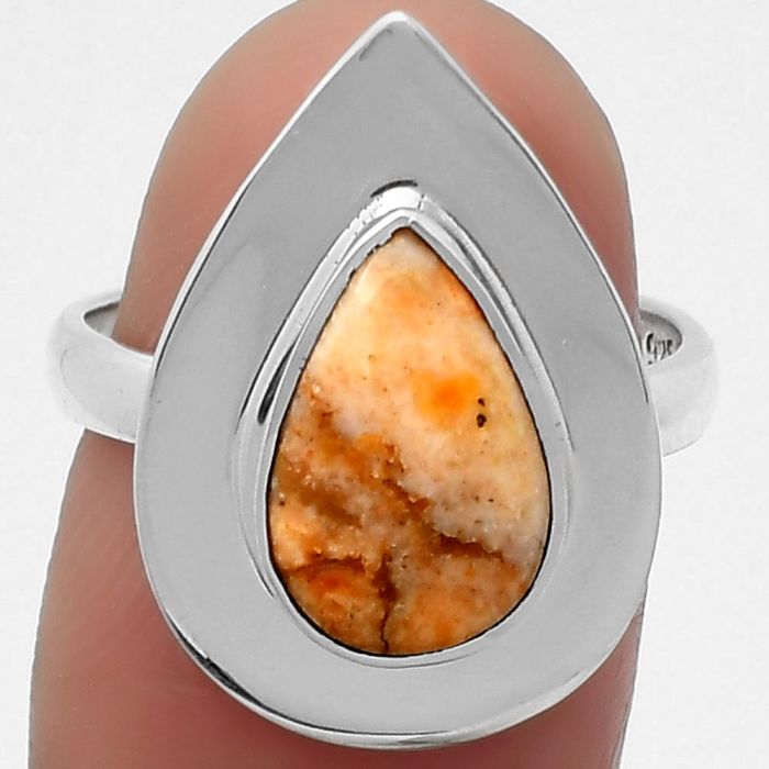 Natural Coral Jasper Ring size-7 SDR159172 R-1082, 8x12 mm