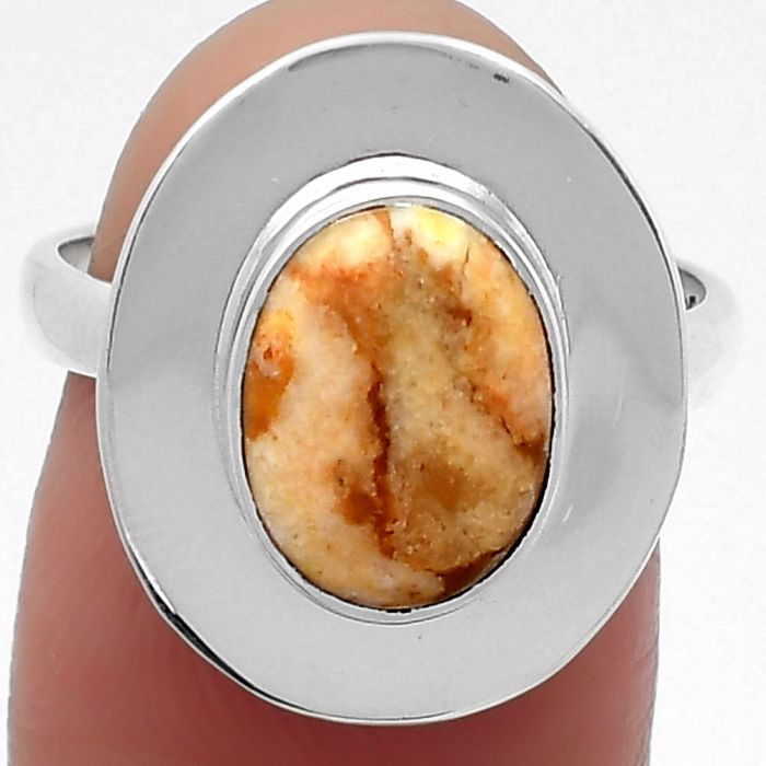 Natural Coral Jasper Ring size-7 SDR159208 R-1082, 8x11 mm