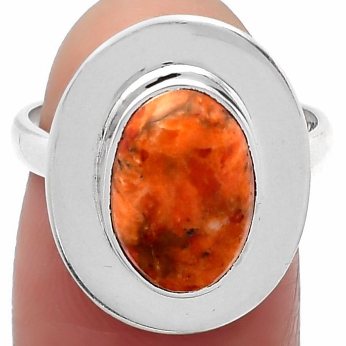 Natural Red Sponge Coral Ring size-7 SDR159209 R-1082, 8x12 mm