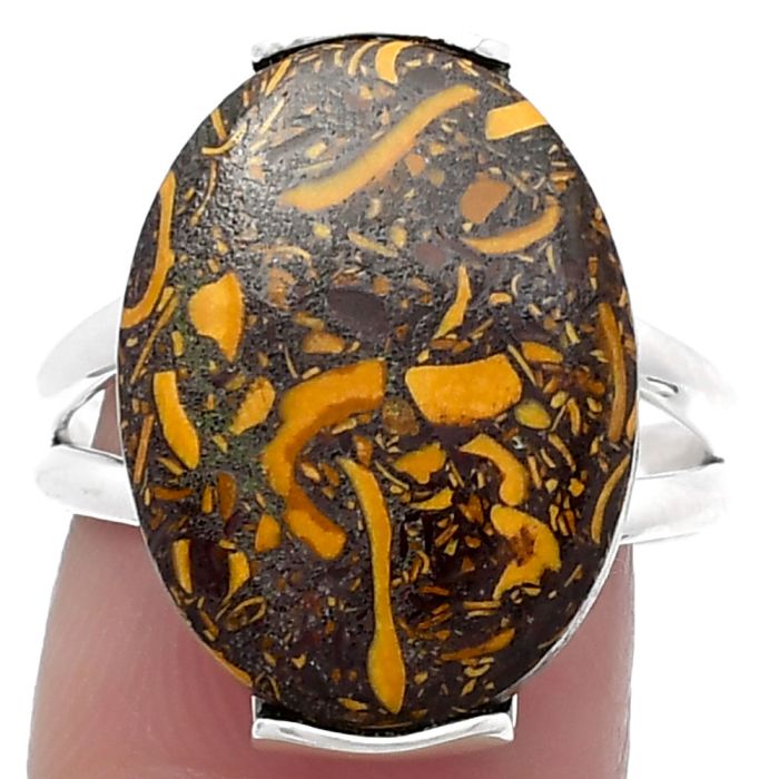 Natural Coquina Fossil Jasper - India Ring size-8 SDR159504 R-1084, 15x19 mm