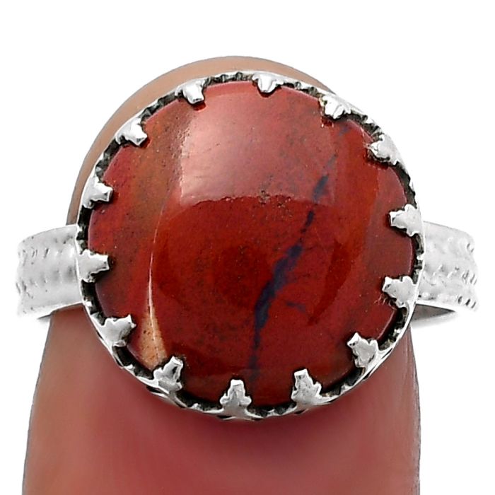 Natural Red Moss Agate Ring size-8 SDR159663 R-1075, 14x14 mm