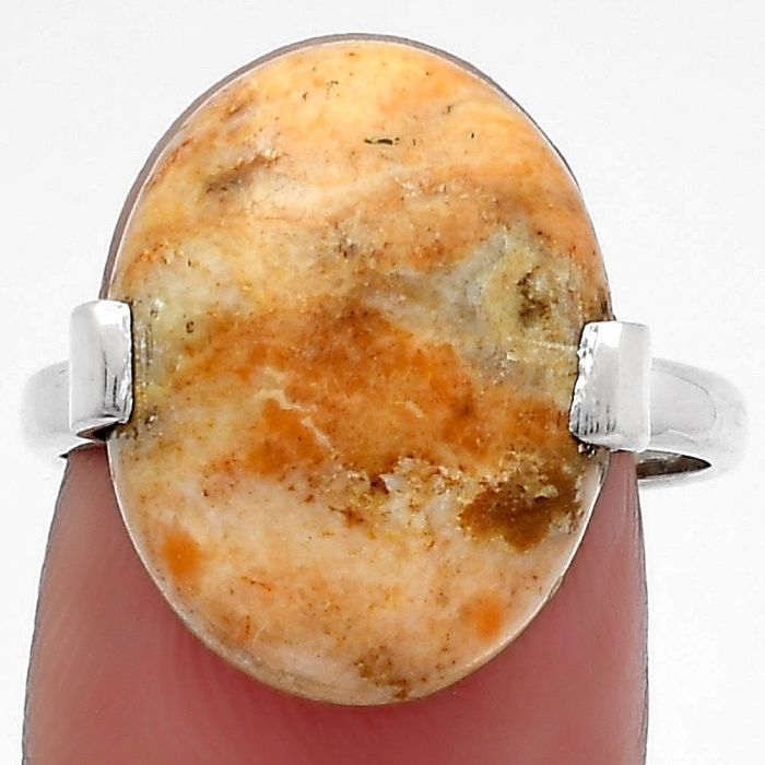 Natural Coral Jasper Ring size-8 SDR159699 R-1173, 14x18 mm