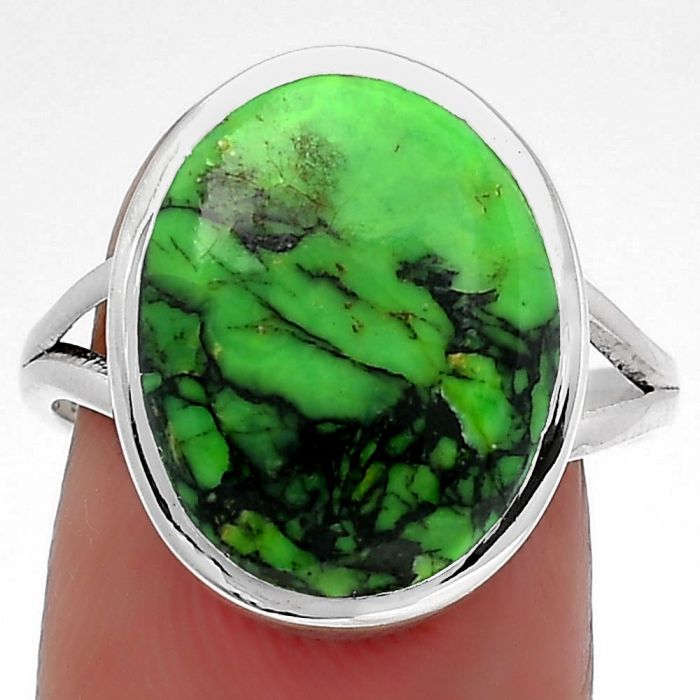 Natural Green Matrix Turquoise Ring size-8.5 SDR159709 R-1005, 12x15 mm