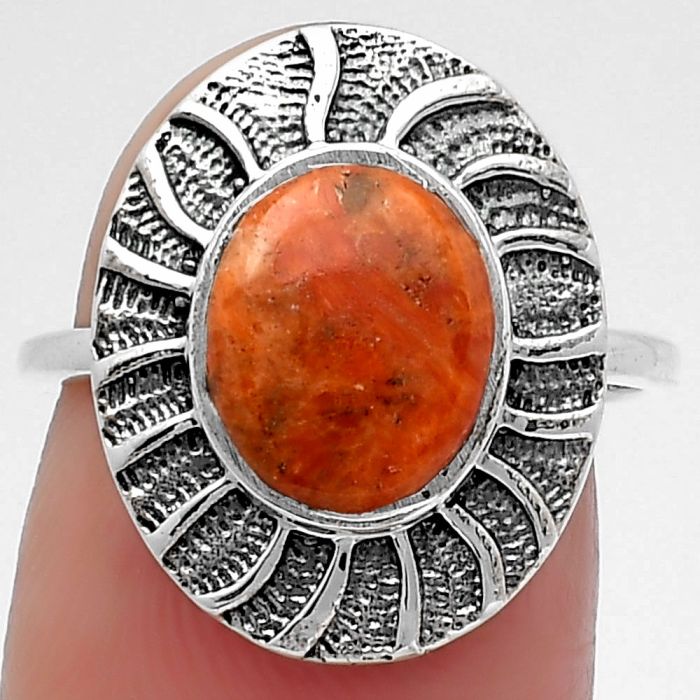 Natural Red Sponge Coral Ring size-7 SDR159773 R-1085, 8x10 mm