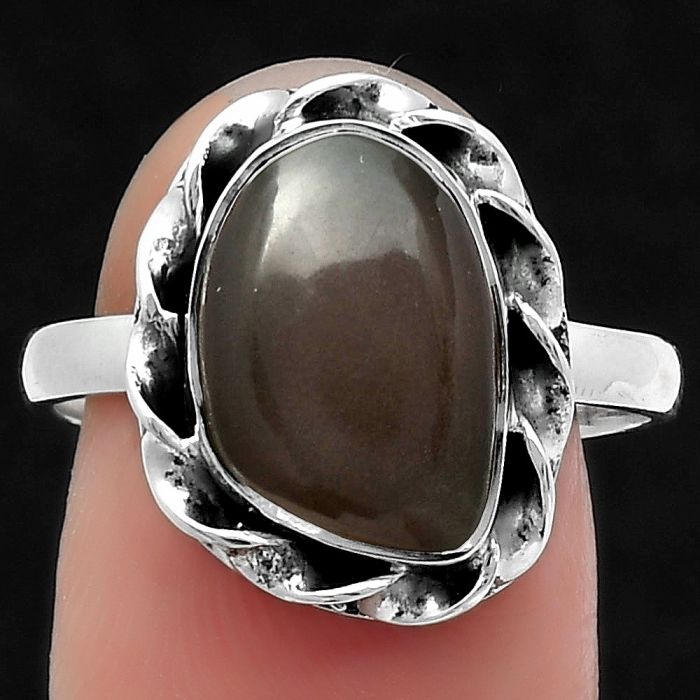 Natural Gray Moonstone Ring size-9 SDR159824 R-1083, 9x13 mm