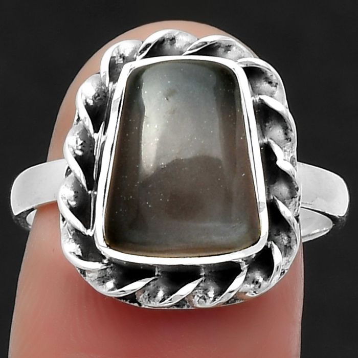 Natural Gray Moonstone Ring size-8 SDR159827 R-1083, 9x11 mm