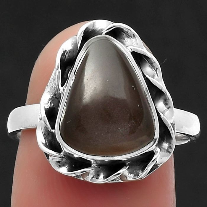 Natural Gray Moonstone Ring size-8 SDR159828 R-1083, 10x12 mm
