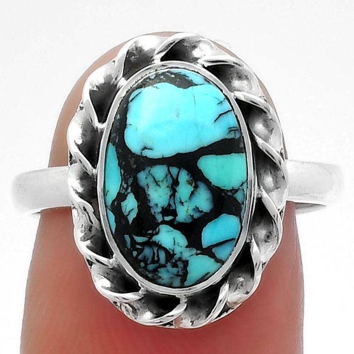 Natural Lucky Charm Tibetan Turquoise Ring size-8 SDR160117 R-1083, 8x13 mm