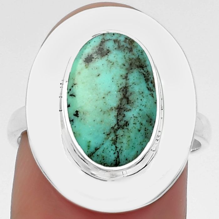 Natural Rare Turquoise Nevada Aztec Mt Ring size-8 SDR160141 R-1082, 8x13 mm