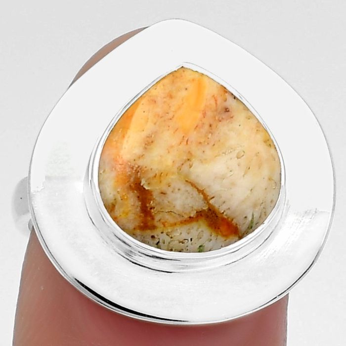 Natural Coral Jasper Ring size-8 SDR160153 R-1082, 11x11 mm