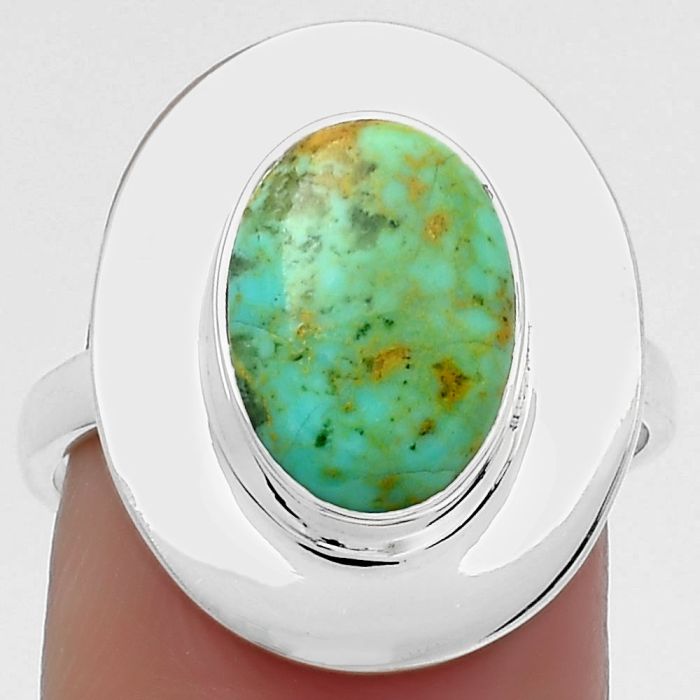 Natural Rare Turquoise Nevada Aztec Mt Ring size-8 SDR160155 R-1082, 8x12 mm