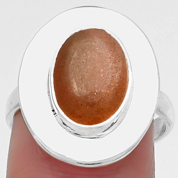 Natural Sunstone - Namibia Ring size-7.5 SDR160188 R-1082, 8x12 mm