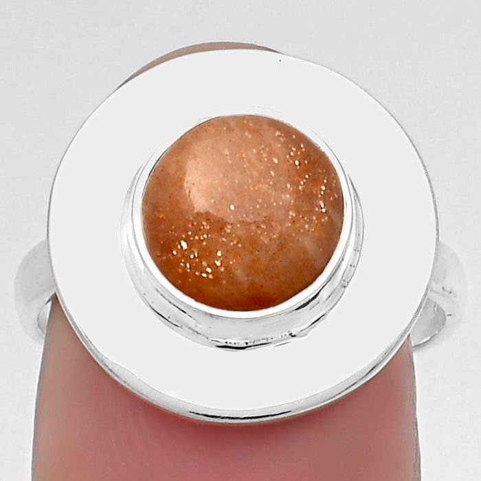 Natural Sunstone - Namibia Ring size-8 SDR160191 R-1082, 9x9 mm