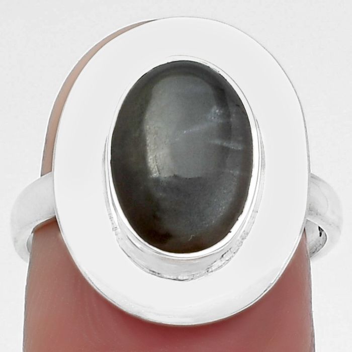 Natural Gray Moonstone Ring size-7.5 SDR160211 R-1082, 8x12 mm