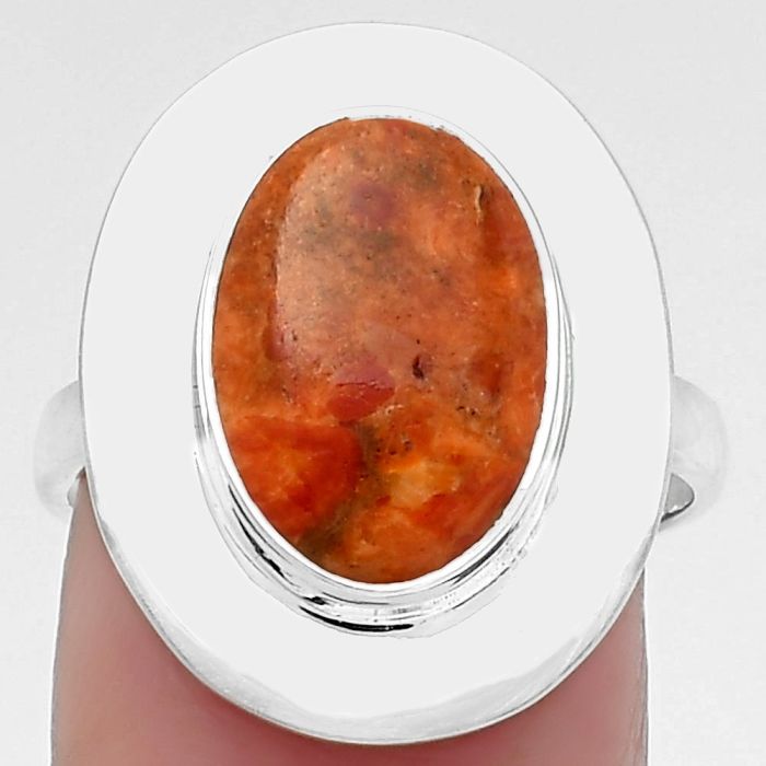 Natural Red Sponge Coral Ring size-8 SDR160224 R-1082, 9x13 mm