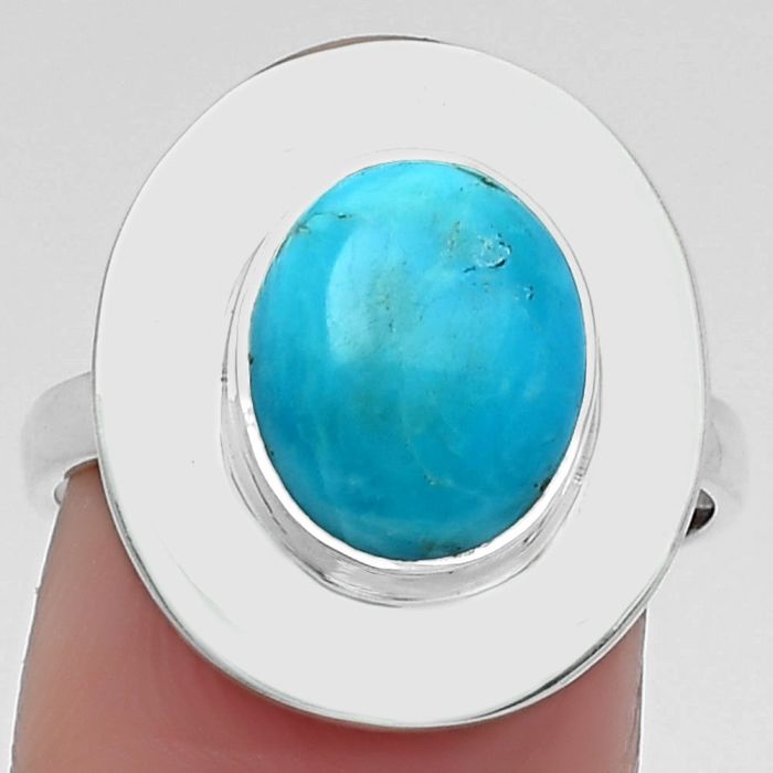 Natural Natural Turquoise Morenci Mine Ring size-8 SDR160230 R-1082, 9x11 mm