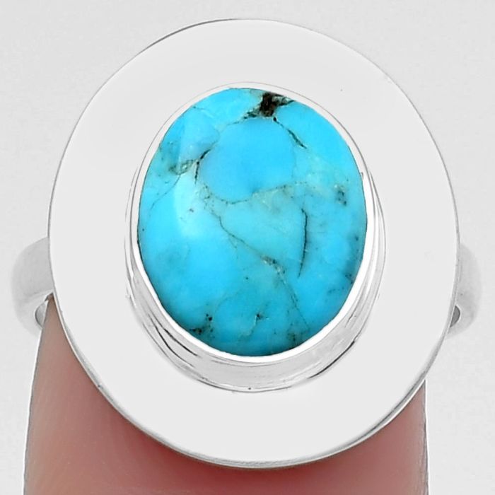 Natural Natural Turquoise Morenci Mine Ring size-8 SDR160267 R-1082, 10x12 mm