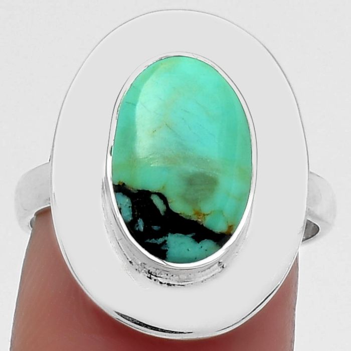 Lucky Charm Tibetan Turquoise Ring size-7.5 SDR160277 R-1082, 8x13 mm