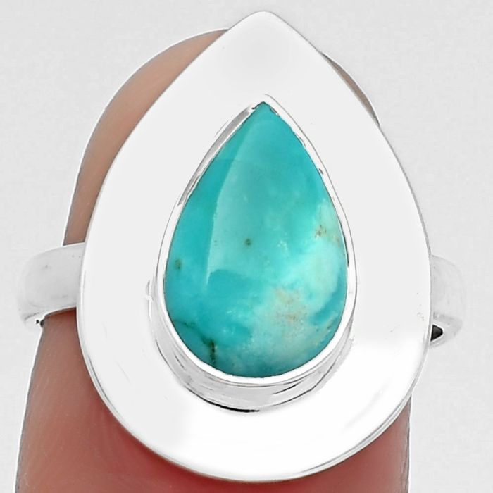 Natural Turquoise Nevada Aztec Mt Ring size-7.5 SDR160279 R-1082, 8x12 mm