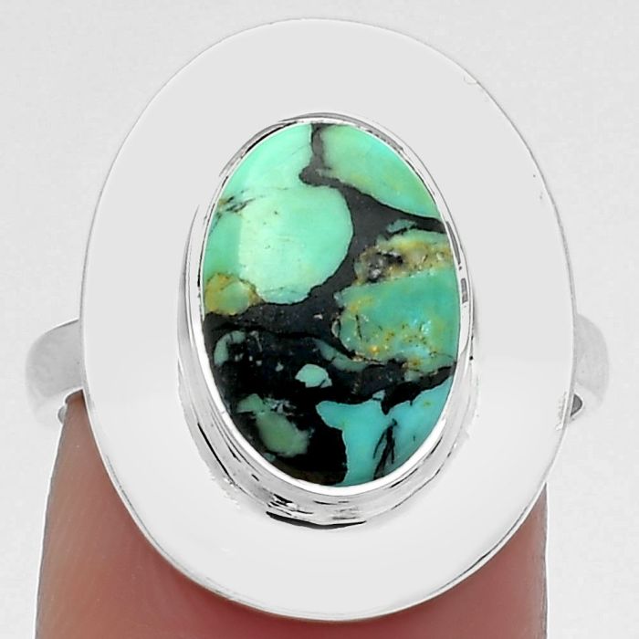 Lucky Charm Tibetan Turquoise Ring size-7.5 SDR160283 R-1082, 8x12 mm