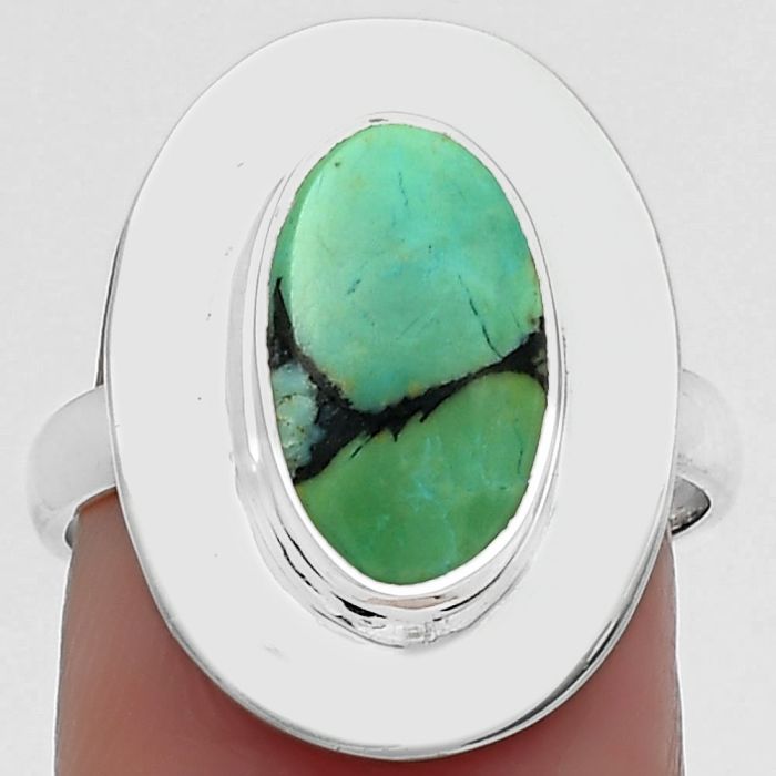 Lucky Charm Tibetan Turquoise Ring size-7.5 SDR160296 R-1082, 8x13 mm
