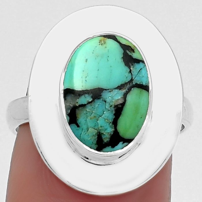 Lucky Charm Tibetan Turquoise Ring size-7.5 SDR160316 R-1082, 9x12 mm