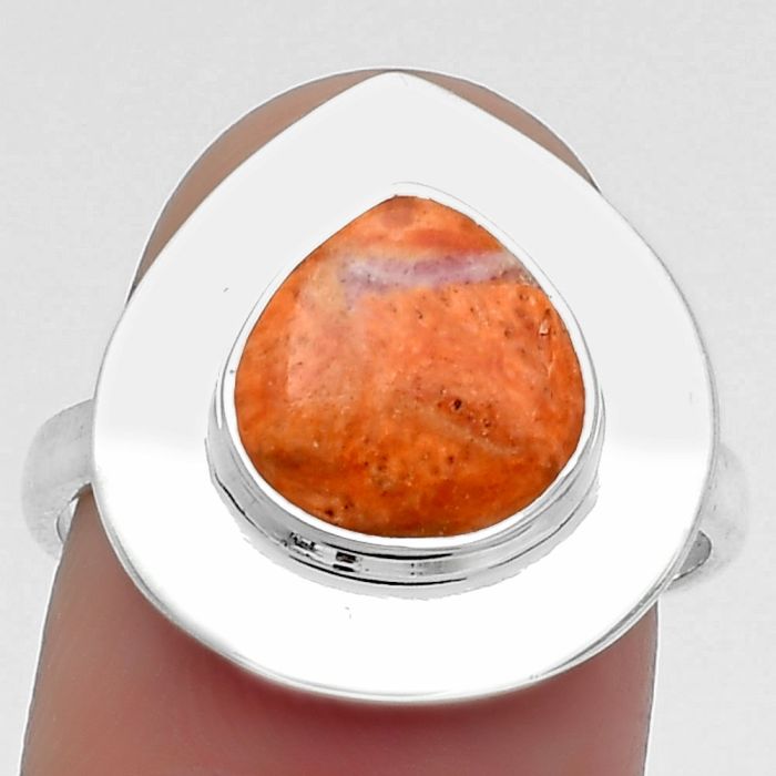Natural Red Sponge Coral Ring size-8 SDR160317 R-1082, 9x9 mm