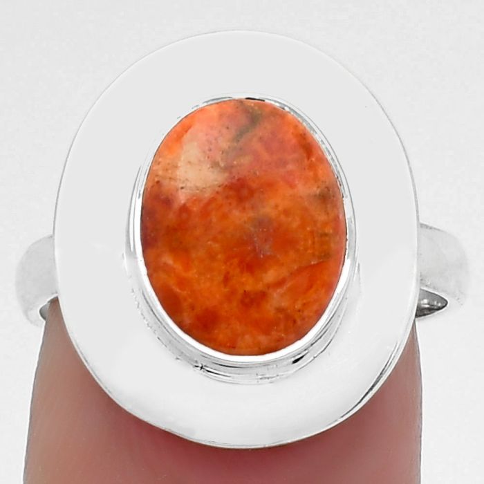 Natural Red Sponge Coral Ring size-7.5 SDR160330 R-1082, 9x11 mm