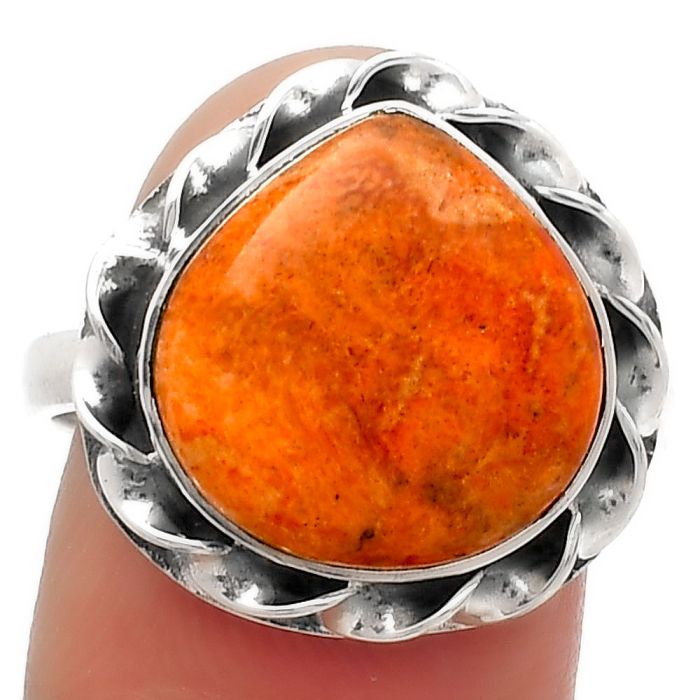 Natural Red Sponge Coral Ring size-9 SDR160410 R-1083, 14x14 mm