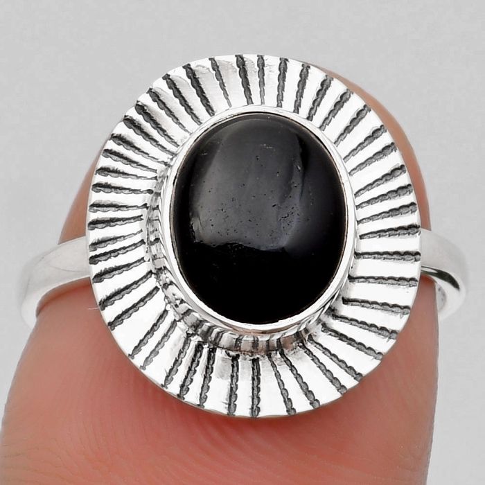Natural Black Onyx - Brazil Ring size-7 SDR160943 R-1086, 8x10 mm