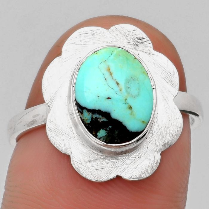Lucky Charm Tibetan Turquoise Ring size-8.5 SDR160980 R-1087, 8x10 mm