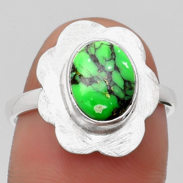Natural Green Matrix Turquoise Ring size-8.5 SDR160993 R-1087, 8x10 mm