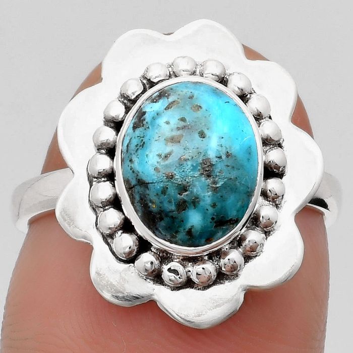 Natural Natural Turquoise Morenci Mine Ring size-7 SDR161021 R-1088, 8x10 mm