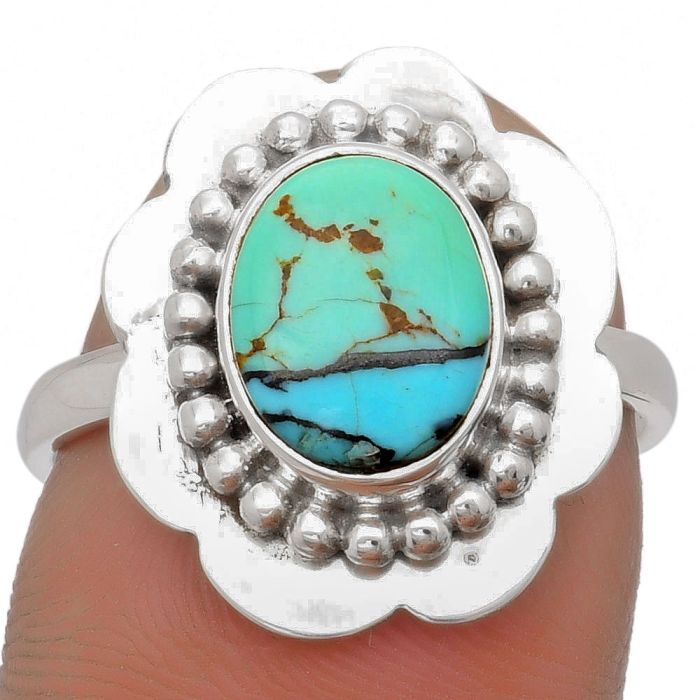 Natural Lucky Charm Tibetan Turquoise Ring size-8 SDR161041 R-1088, 8x10 mm