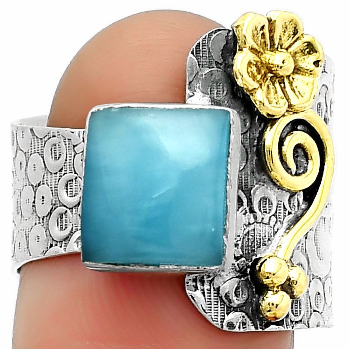 Two Tone - Natural Smithsonite Ring size-7 SDR161350 R-1681, 9x9 mm
