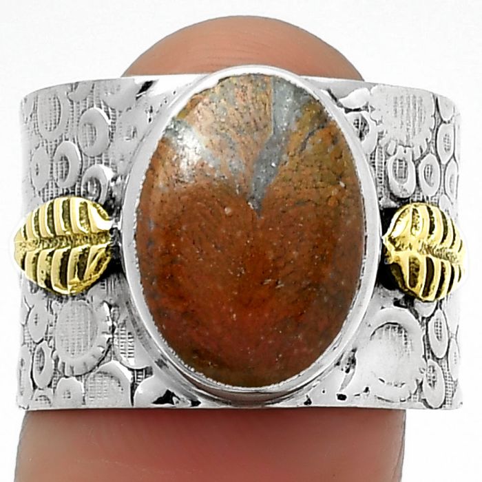 Two Tone - Natural Red Moss Agate Ring size-8 SDR161389 R-1534, 10x14 mm