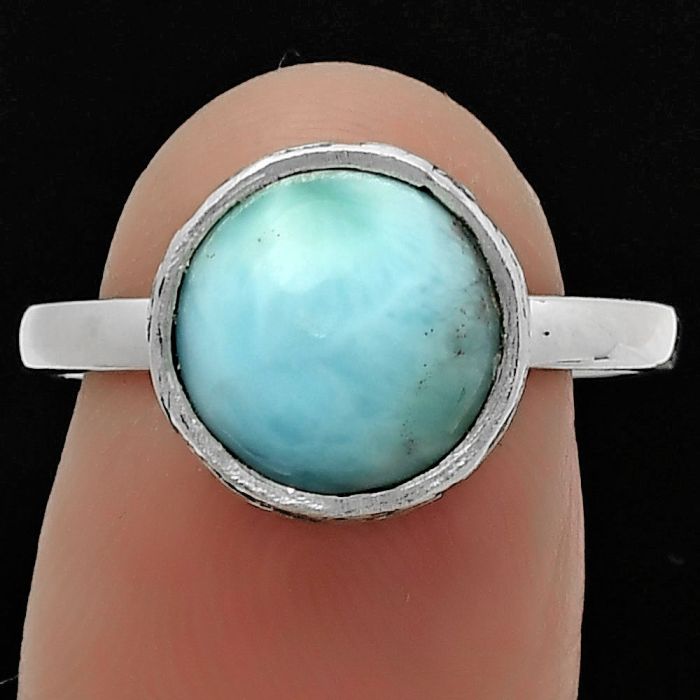 Natural Larimar (Dominican Republic) Ring size-8.5 SDR161970 R-1191, 10x10 mm