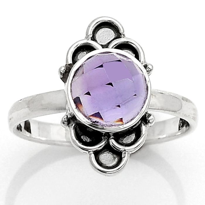 Faceted Natural Amethyst - Brazil Ring size-8 SDR162084 R-1104, 8x8 mm